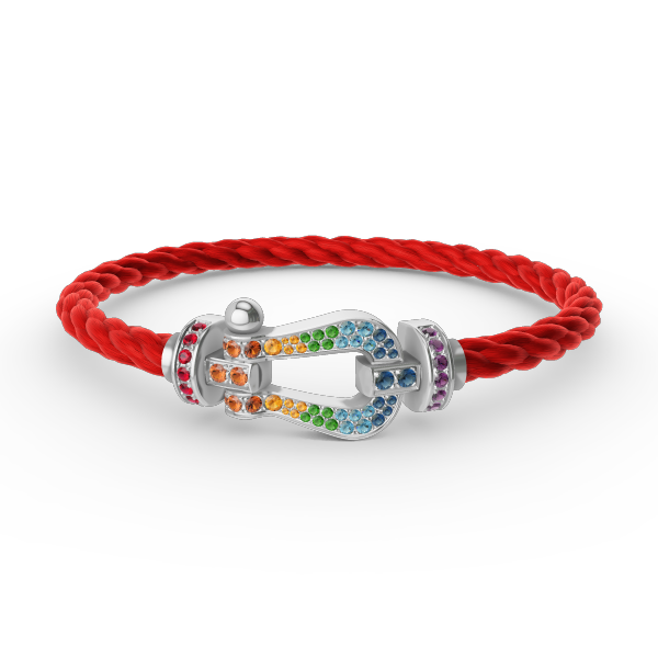 [Marin-Jewelry]FORC LARGE HORSESHOE  COLORED DIAMOND BRACELET SILVER