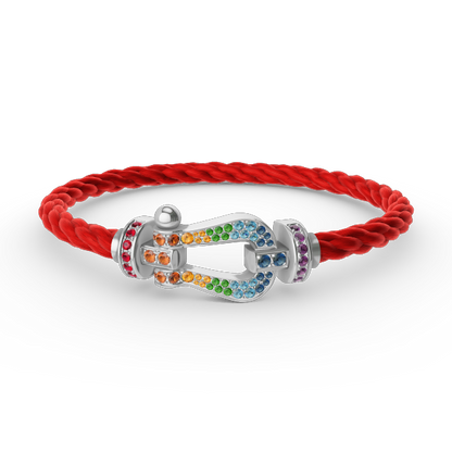 [Marin-Jewelry]FORC LARGE HORSESHOE  COLORED DIAMOND BRACELET SILVER