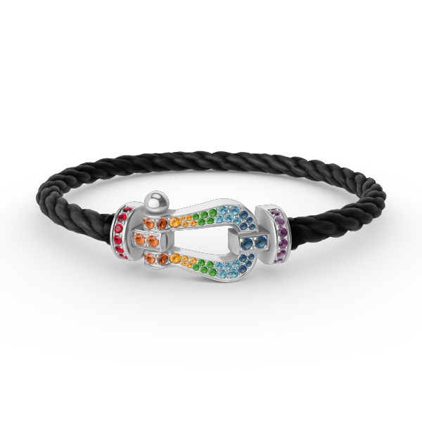 [Marin-Jewelry]FORC LARGE HORSESHOE  COLORED DIAMOND BRACELET SILVER