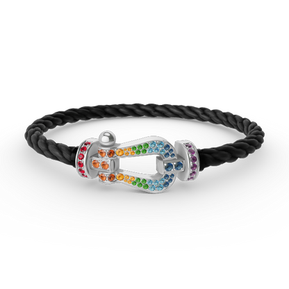 [Marin-Jewelry]FORC LARGE HORSESHOE  COLORED DIAMOND BRACELET SILVER