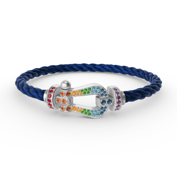 [Marin-Jewelry]FORC LARGE HORSESHOE  COLORED DIAMOND BRACELET SILVER
