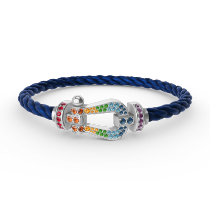 [Marin-Jewelry]FORC LARGE HORSESHOE  COLORED DIAMOND BRACELET SILVER