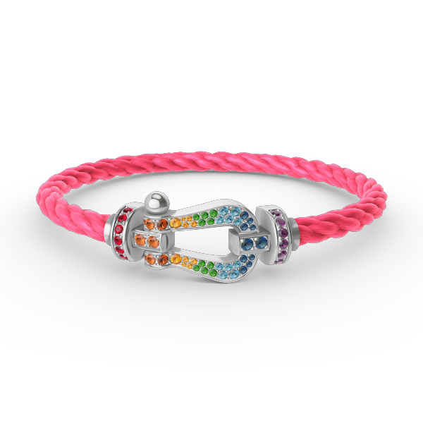 [Marin-Jewelry]FORC LARGE HORSESHOE  COLORED DIAMOND BRACELET SILVER