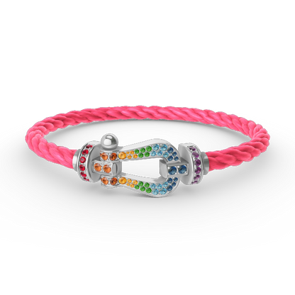[Marin-Jewelry]FORC LARGE HORSESHOE  COLORED DIAMOND BRACELET SILVER