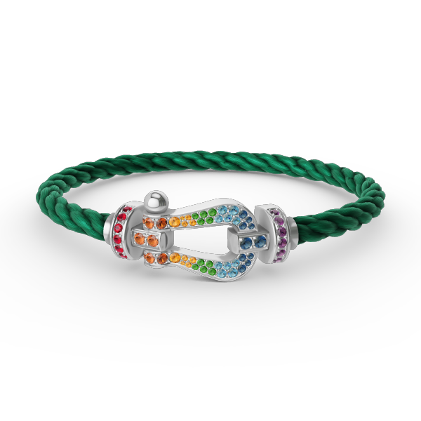 [Marin-Jewelry]FORC LARGE HORSESHOE  COLORED DIAMOND BRACELET SILVER