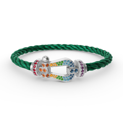 [Marin-Jewelry]FORC LARGE HORSESHOE  COLORED DIAMOND BRACELET SILVER
