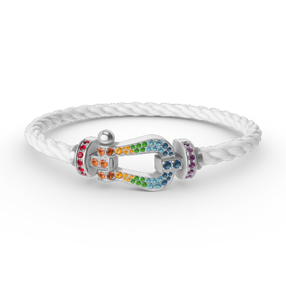 [Marin-Jewelry]FORC LARGE HORSESHOE  COLORED DIAMOND BRACELET SILVER