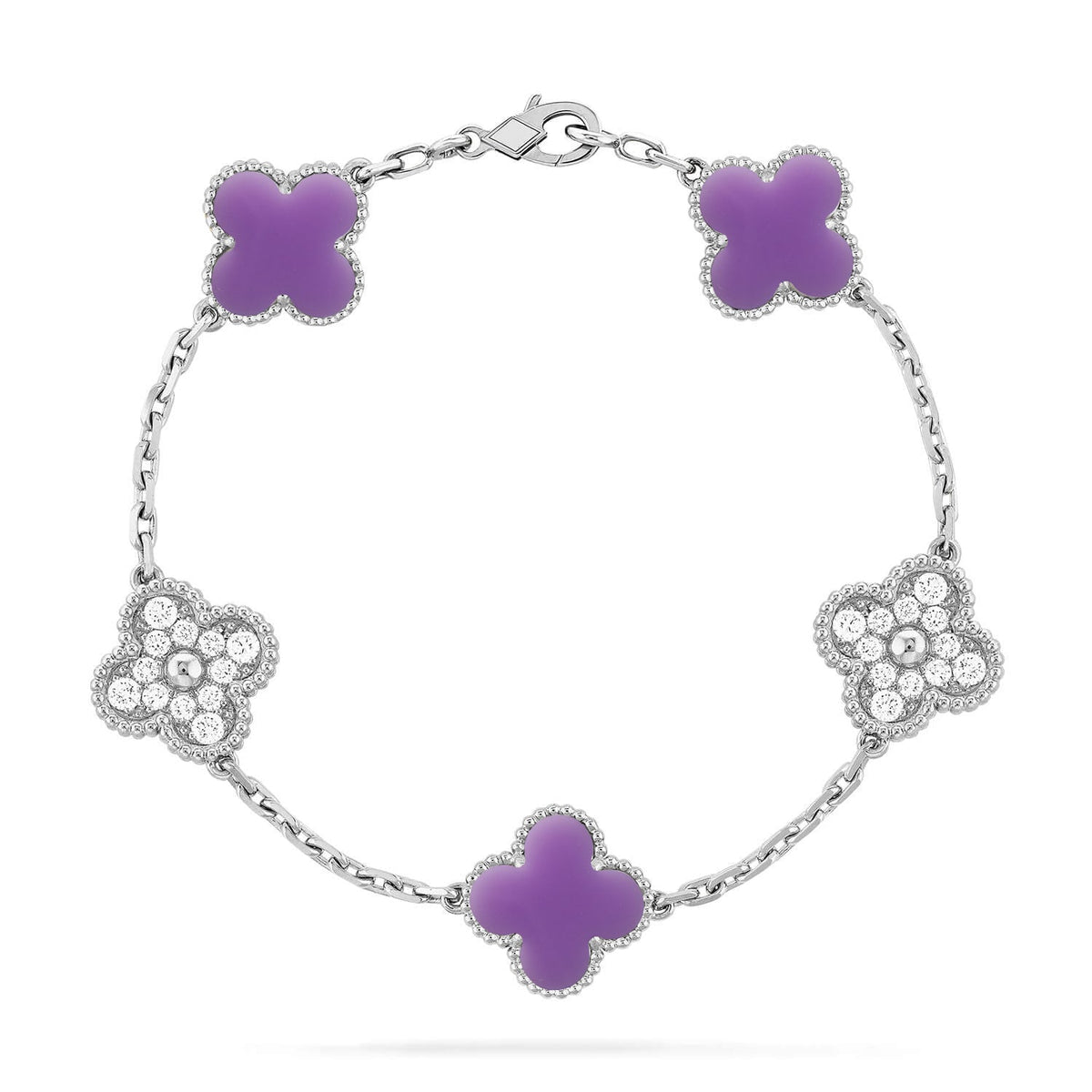 [Marin-Jewelry]クローバー 5モチーフ ライトパープル ブレスレット コレクション
