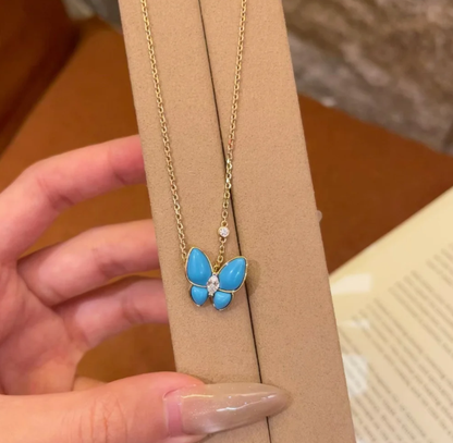 [Marin-Jewelry]Turquoise Butterfly Gold Necklace