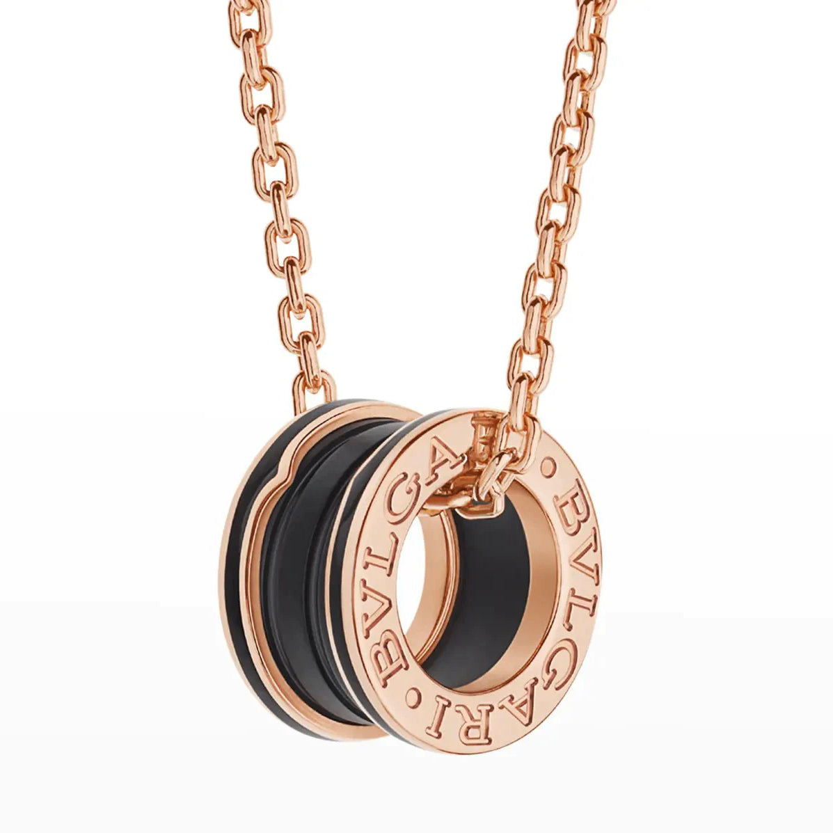 [⭐Marins]ZERO 1 BLACK CERAMIC PINK GOLD NECKLACE