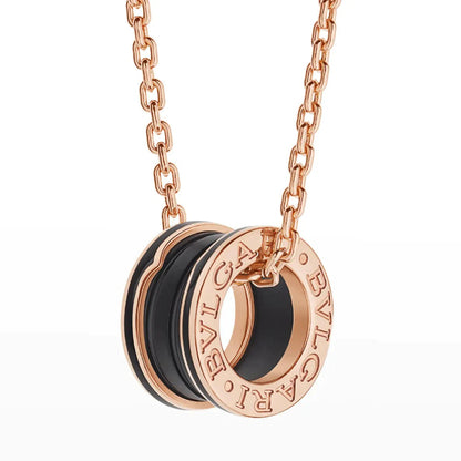 [⭐Marins]ZERO 1 BLACK CERAMIC PINK GOLD NECKLACE