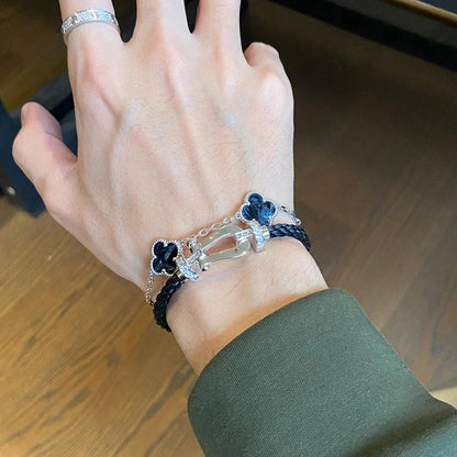 [Marin-Jewelry]COLLECTION BRACELET 5 MOTIFS EN PIETERSITE TRÈFLE