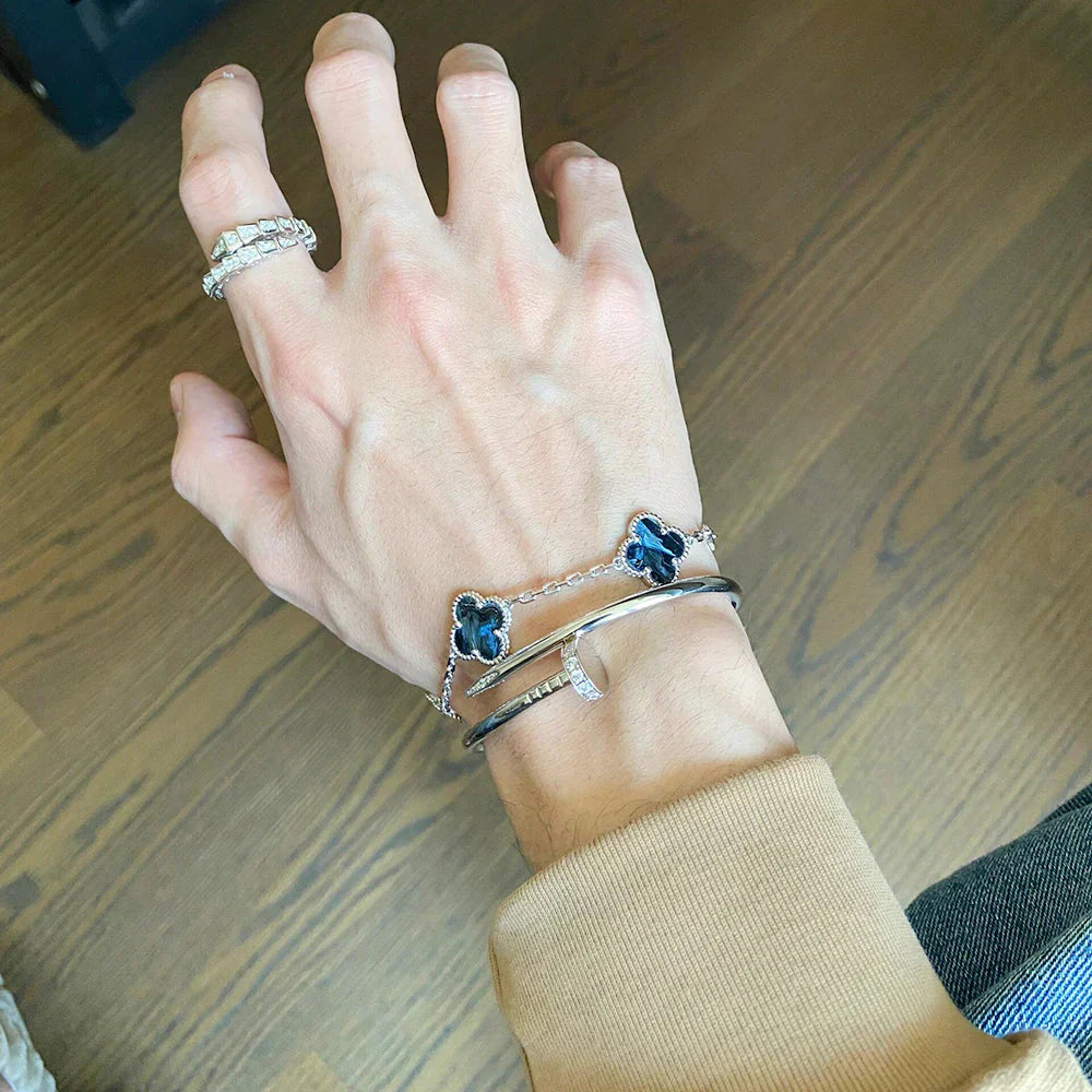 [Marin-Jewelry]COLLECTION BRACELET 5 MOTIFS EN PIETERSITE TRÈFLE