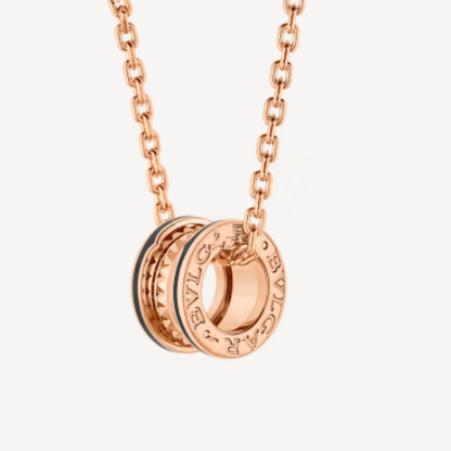 [⭐Marins]ZERO 1 ROCK PEDANT PINK GOLD BLACK NECKLACE