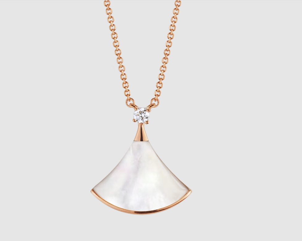 [⭐Marins]DREAM NECKLACE WHITE MOP PINK GOLD 1 DIAMOND