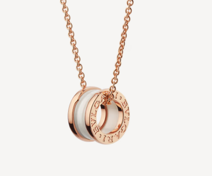[⭐Marins]ZERO 1 WHITE CERAMIC PINK GOLD NECKLACE