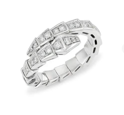 [⭐Marins]SERPENTI RING SILVER DIAMOND PAVED 4MM