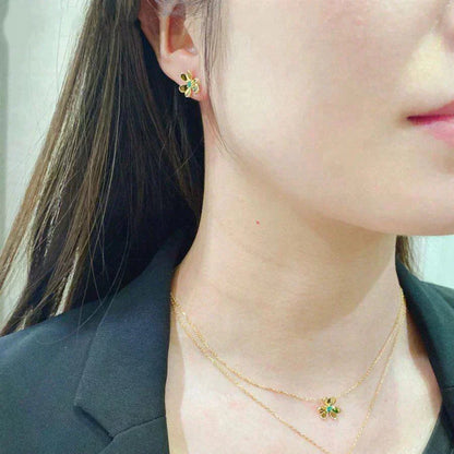 [Marin-Jewelry]BOUCLES D'OREILLES FRIVOLE FLEUR MALACHITE