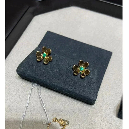 [Marin-Jewelry]BOUCLES D'OREILLES FRIVOLE FLEUR MALACHITE