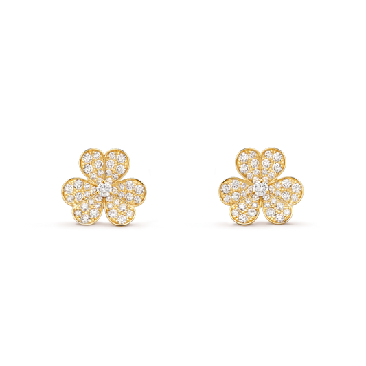 [Marin-Jewelry]BOUCLES D'OREILLES FRIVOLE FLEUR OR DIAMANT