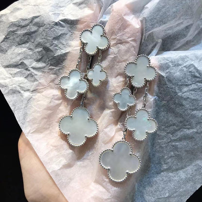 [Marin-Jewelry]CLOVER EARRINGS WHITE MOP 4 MOTIFS SILVER