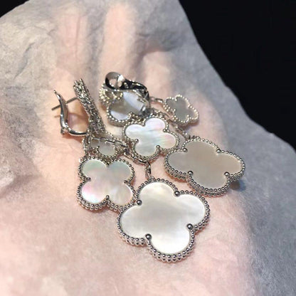 [Marin-Jewelry]CLOVER EARRINGS WHITE MOP 4 MOTIFS SILVER