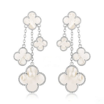 [Marin-Jewelry]CLOVER EARRINGS WHITE MOP 4 MOTIFS SILVER
