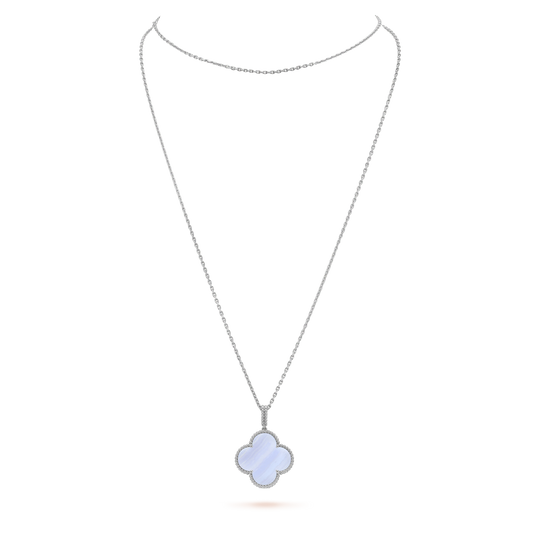 [Marin-Jewelry]CLOVER SILVER CHALCEDONY BIG CLOVER NECKLACE