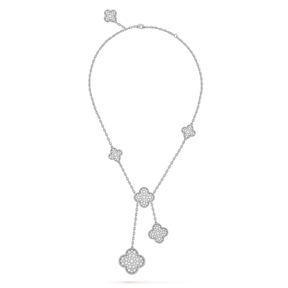 [Marin-Jewelry]COLLIER TRÈFLE 5 MOTIFS ARGENT ET DIAMANTS