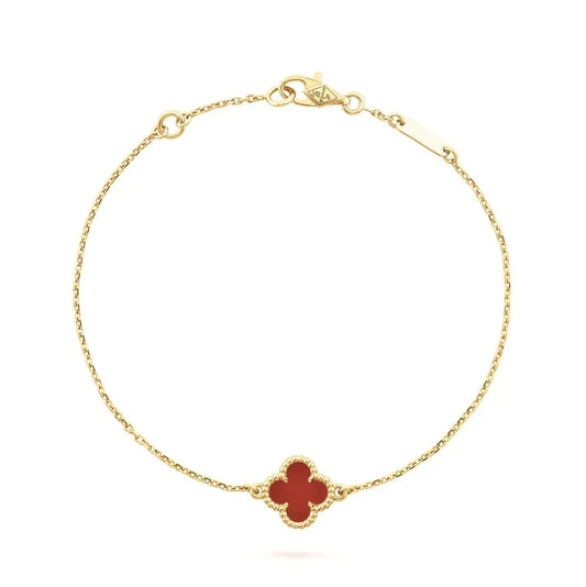[Marin-Jewelry]CLOVER  CARNELIAN SINGLE FLOWER BRACELET