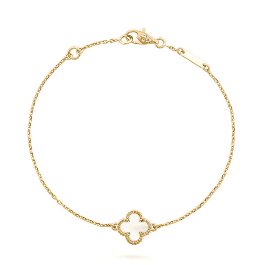 [Marin-Jewelry]CLOVER WHITE MOP SINGLE FLOWER BRACELET