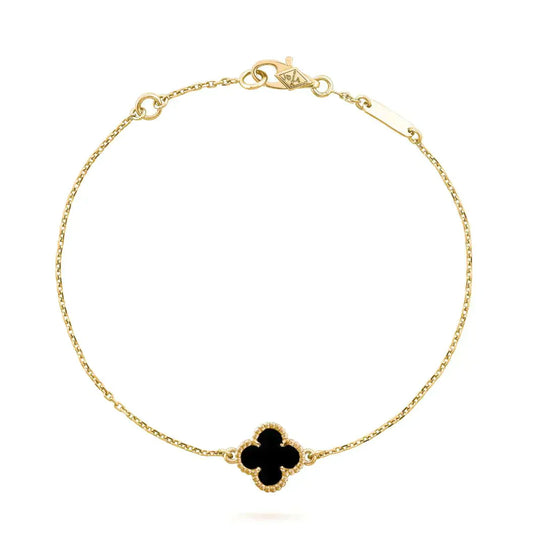 [Marin-Jewelry]CLOVER ONYX SINGLE FLOWER BRACELET