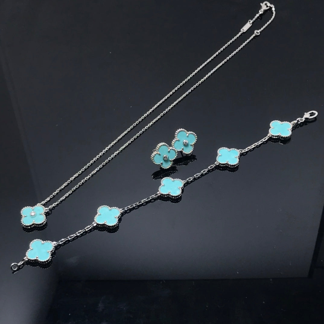 [Marin-Jewelry]CLOVER 1 DIAMOND BLUE SKY SILVER EARRINGS