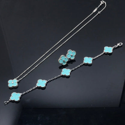 [Marin-Jewelry]CLOVER 1 DIAMOND BLUE SKY SILVER EARRINGS