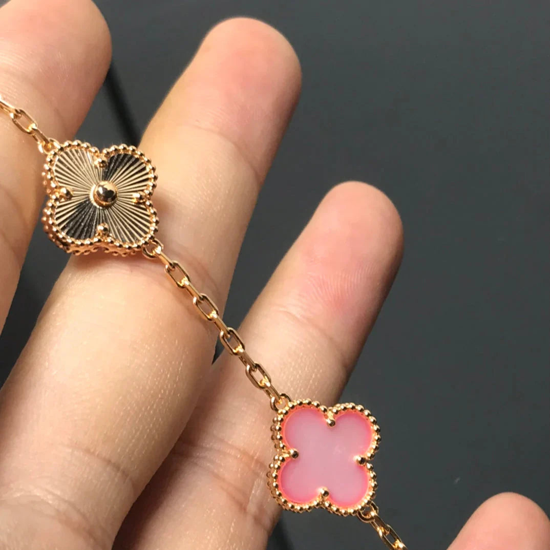 [Marin-Jewelry] クローバー5モチーフ ピンクマザーオブパール ブレスレットコレクション