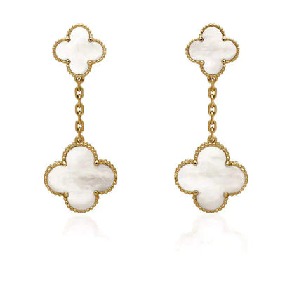 [Marin-Jewelry]CLOVER 2 MOTIF WHITE MOP EARRINGS
