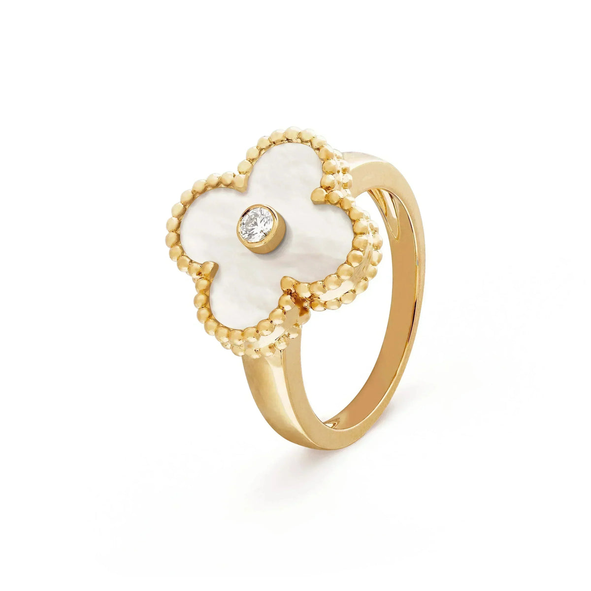 [Marin-Jewelry]CLOVER PINK MOP RING GOLD DIAMOND