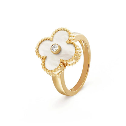 [Marin-Jewelry]CLOVER PINK MOP RING GOLD DIAMOND